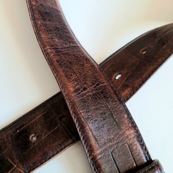 Josef soft brown leather belt with brass buckle. - Picture 3 of 10